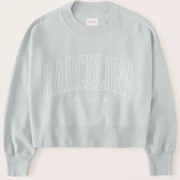 Abercrombie & Fitch Tops - Abercrombie and Fitch 90s Sharkbite Barcelona Graphic Sweatshirt
